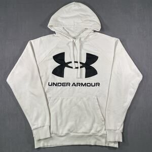 Under Armour Hoodie Sweatshirt Mens Medium White Loose Fit Pullover Logo